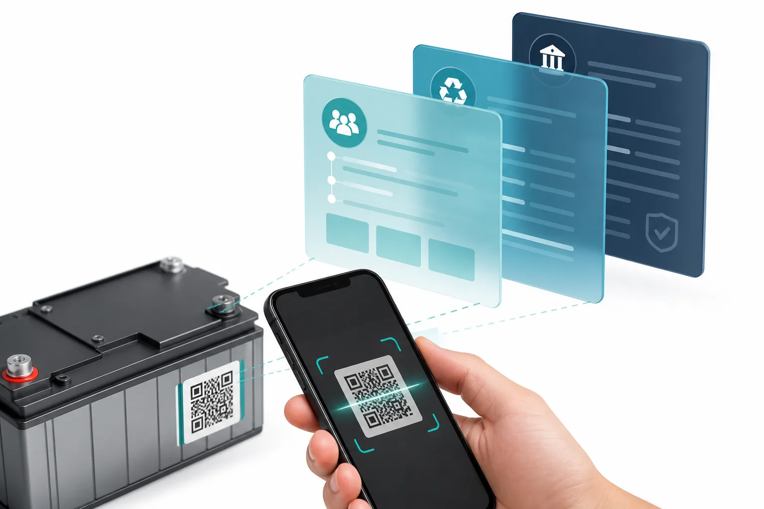 QR code du passeport batterie donnant accès aux données publiques et restreintes selon les droits de l'utilisateur